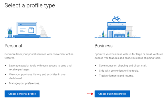 Select Business Profile Type